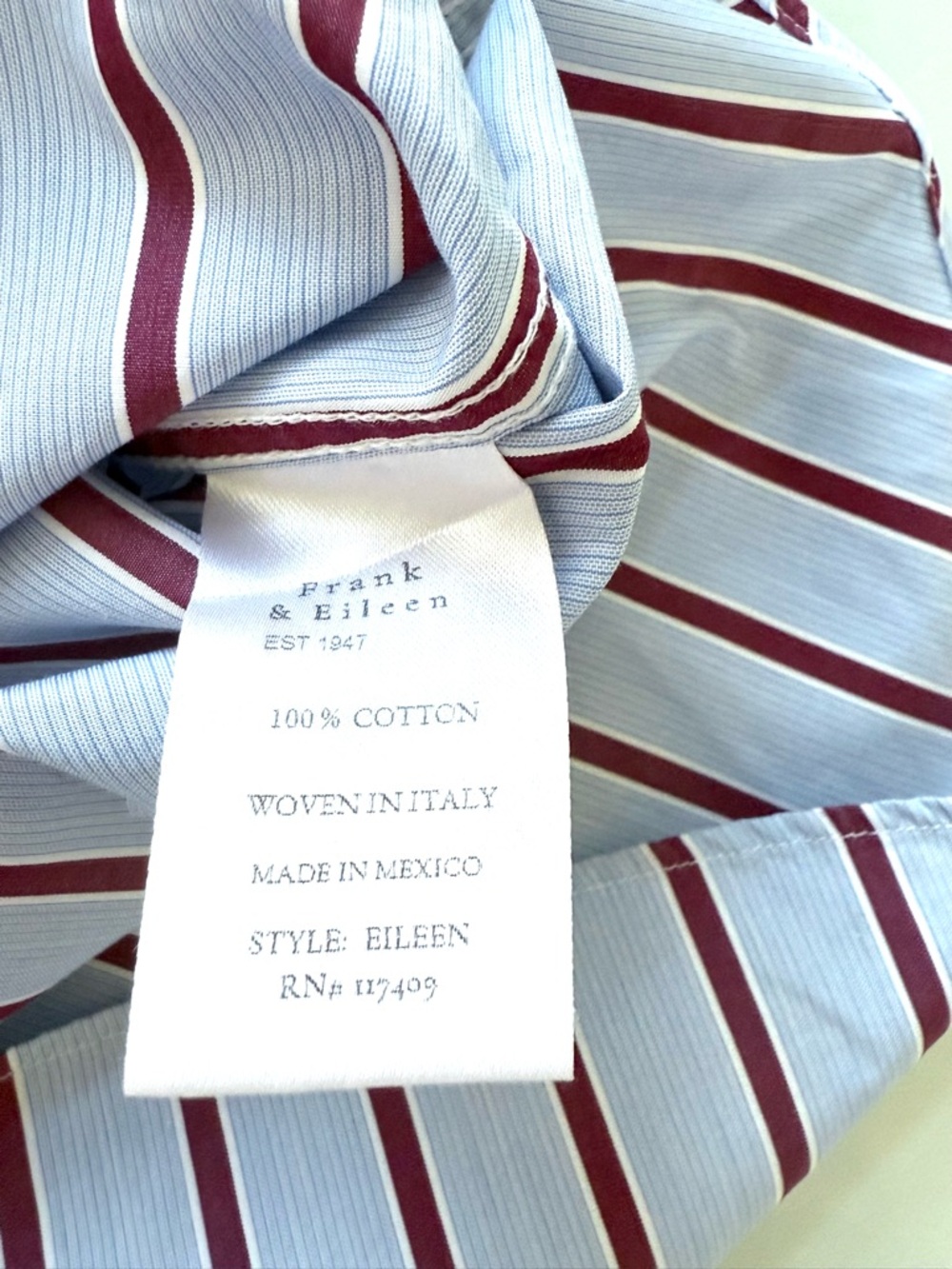Frank & Eileen Eileen Relaxed Button-Up Shirt Blue Red White Stripe XXS - Picture 7 of 10